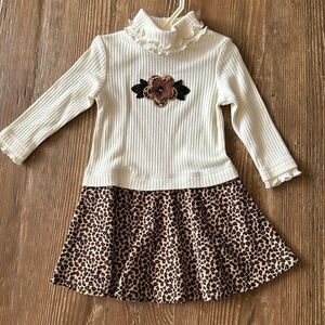 Sophie Rose ivory ruffle long sleeve leopard print dress 12 months
